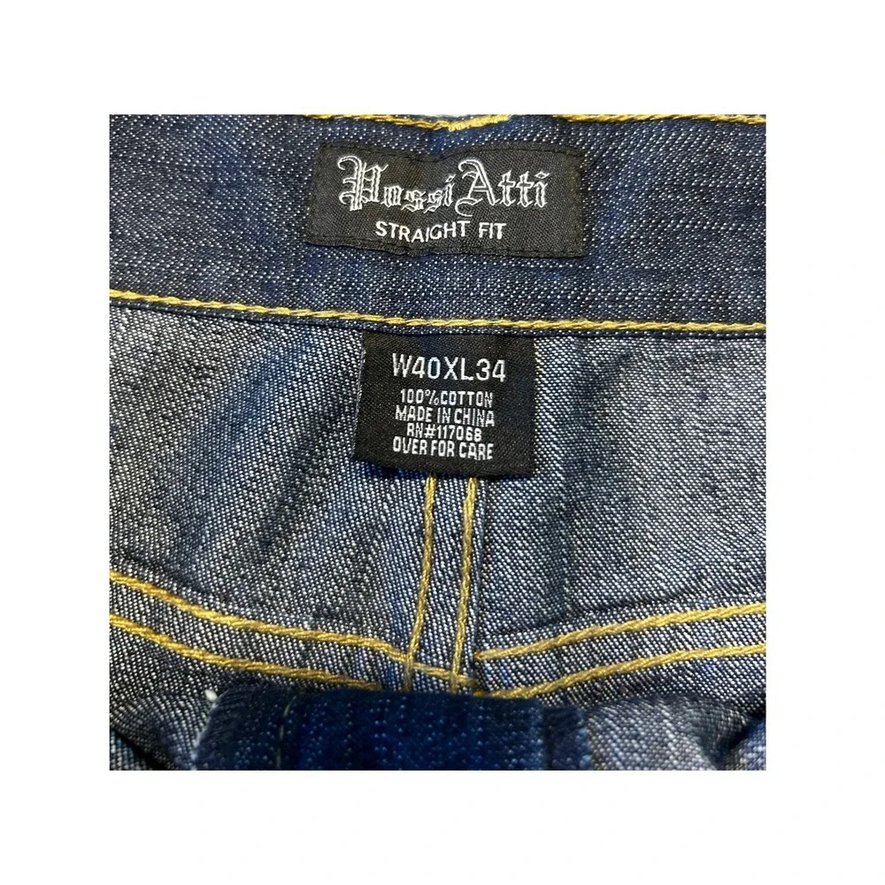 PossiAtti Mens Straight Leg Jeans 40x34 Dark Wash Cotton Classic Denim‎ Jeans